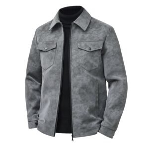 Faux Suede Collared Jacket