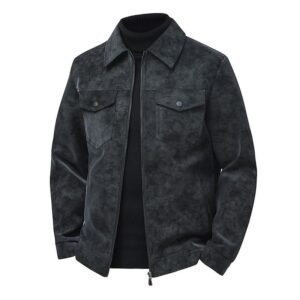 Faux Suede Collared Jacket